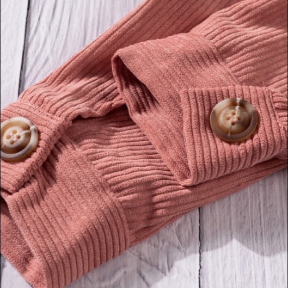 Pink Ribbed Corduroy Button Jacket Long Sleeve - Picture 5 of 5